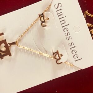 Elegant Gold 'I Love You' Necklace Set